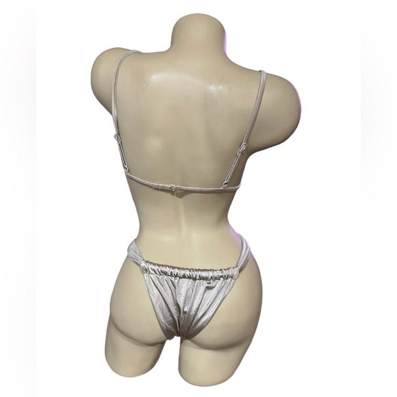 Good American 2pc Bikini Shine Mink, Top NWT NEW, Bottom NWOT Sz 2/Medium - Picture 2 of 3